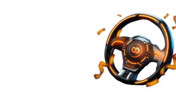 Изображение высокотехнологичного руля, представляющее пятничный бонус в Вулкан 24 онлайн-казино с динамичной гоночной темой.